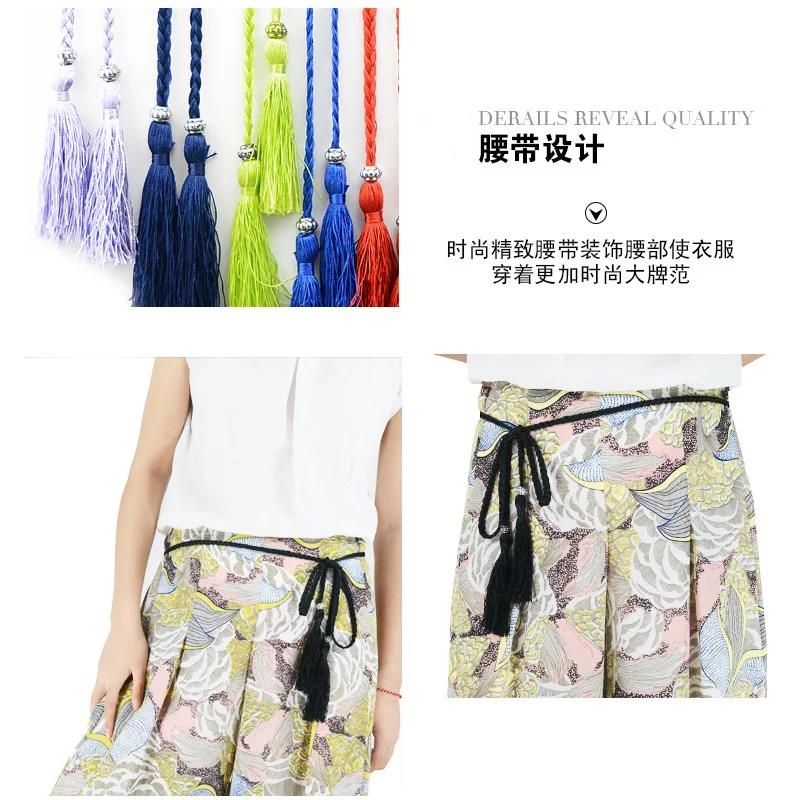 Women’s Waist Belt Japanese Style Kimono Robe Obi Belt Vintage Waistband with Tassel Ladies Bow accessory