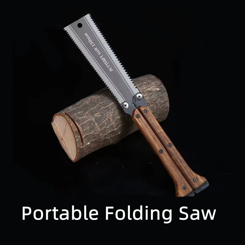 Portable Foldable Saw Double Edge Blade Woodworking Saw Tools Garden Outdoor Camping Hunting Survival Hand Saw Home DIY Gear