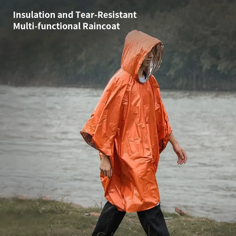 Outdoor Multifunction Raincoat Camping Raincoat Waterproof Survival Emergency Reflective Clothing Camping Gear