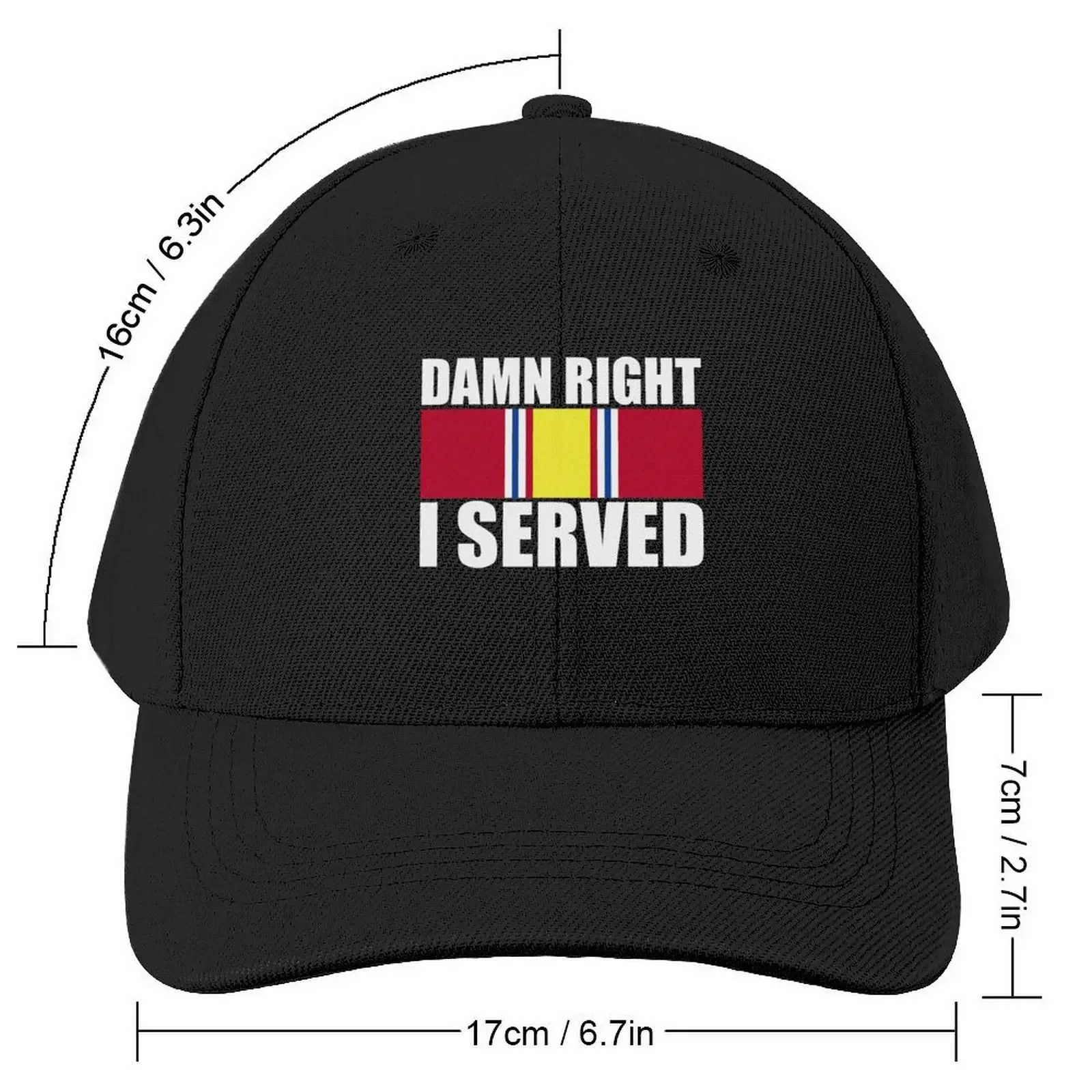 Damn Right I Served - National Defense Service Medal Baseball Cap funny hat Snap Back Hat Beach Bag Horse Hat Ladies Men's