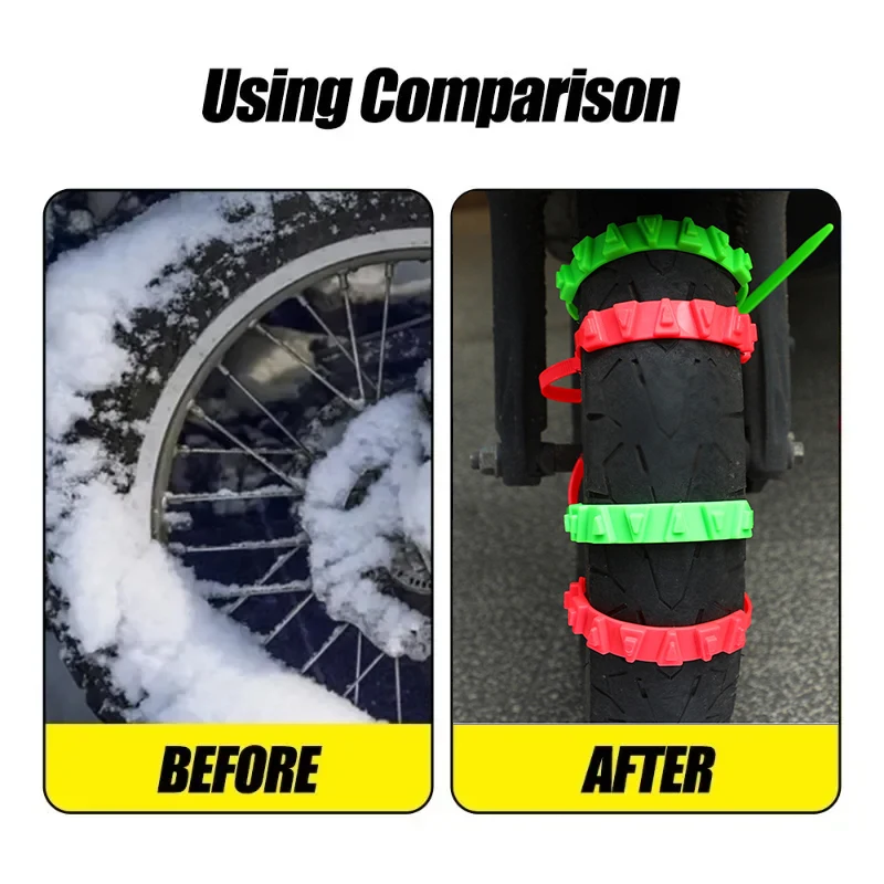 Universal Anti-Skid Snow Chains for Motorcycles Bicycles Winter Tire Wheels Non-slip Cable Ties Motorbike Emergency Chain Tool