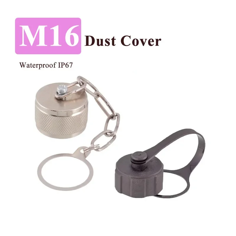 Waterproof M16 Connector Dust Cover Metal Plastick Threaded Internal/External Teeth Dustproof Cover Cap for M16 Aviatioin Plug