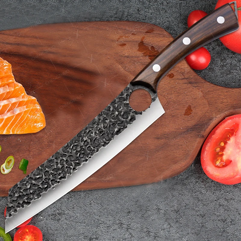 

Stainless Steel Kitchen Boning Knife Chef Butcher Meat Cleaver Fruit Paring Knife Cut Meat Pork Beef Fish Cutting Wood Handle