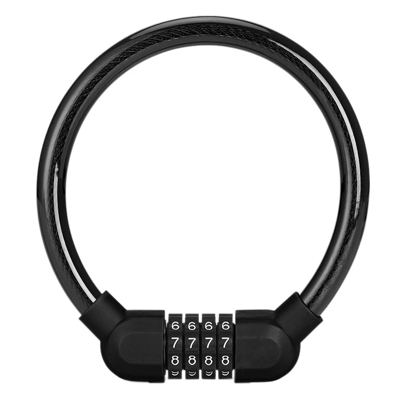 New Portable Bike Lock Non-Theft Password Ring Lock Fixed 4 Digit Code Combination Lock Mountain Bicycle Lock Bike Equipment