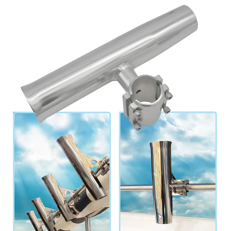 ボート用アルミ製ヘビーデューティークランプオン式調整可能釣り竿ホルダー（7-8インチ～1-3-4インチレール用）マリンハードウェア