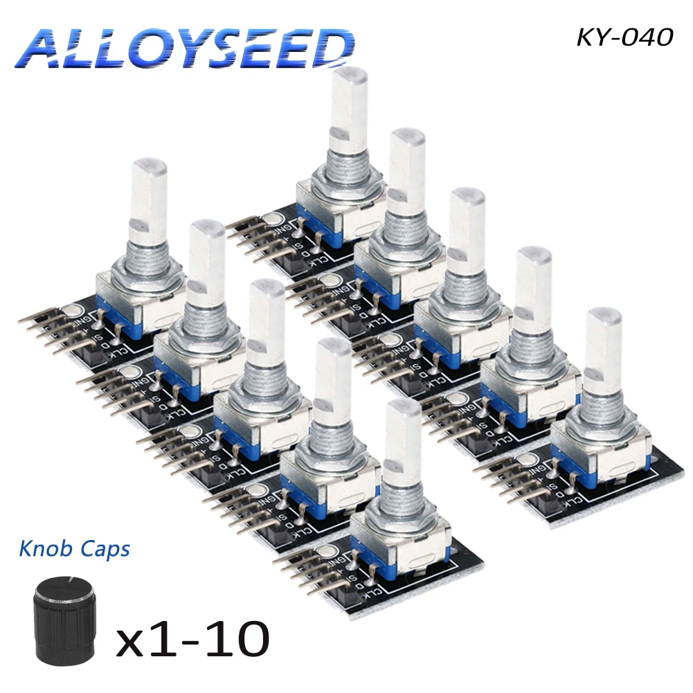 Modulo interruttore Encoder rotativo a HW-040 gradi con tappi a manopola modulo Encoder rotativo 5V scheda di sviluppo del sensore di mattoni 1-10
