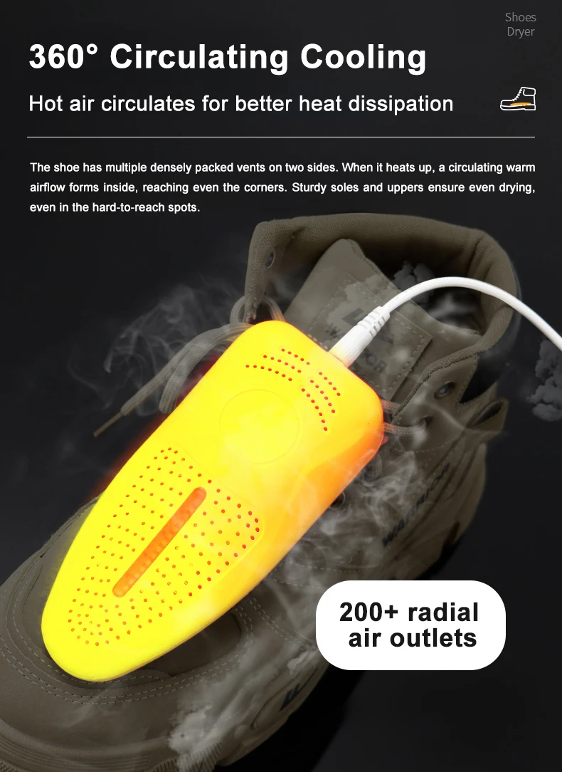USB-Schuhtrockner | Desodorierender & desinfizierender Stiefeltrockner, schnelle Erwärmung, Energieeffizient – Detail 8