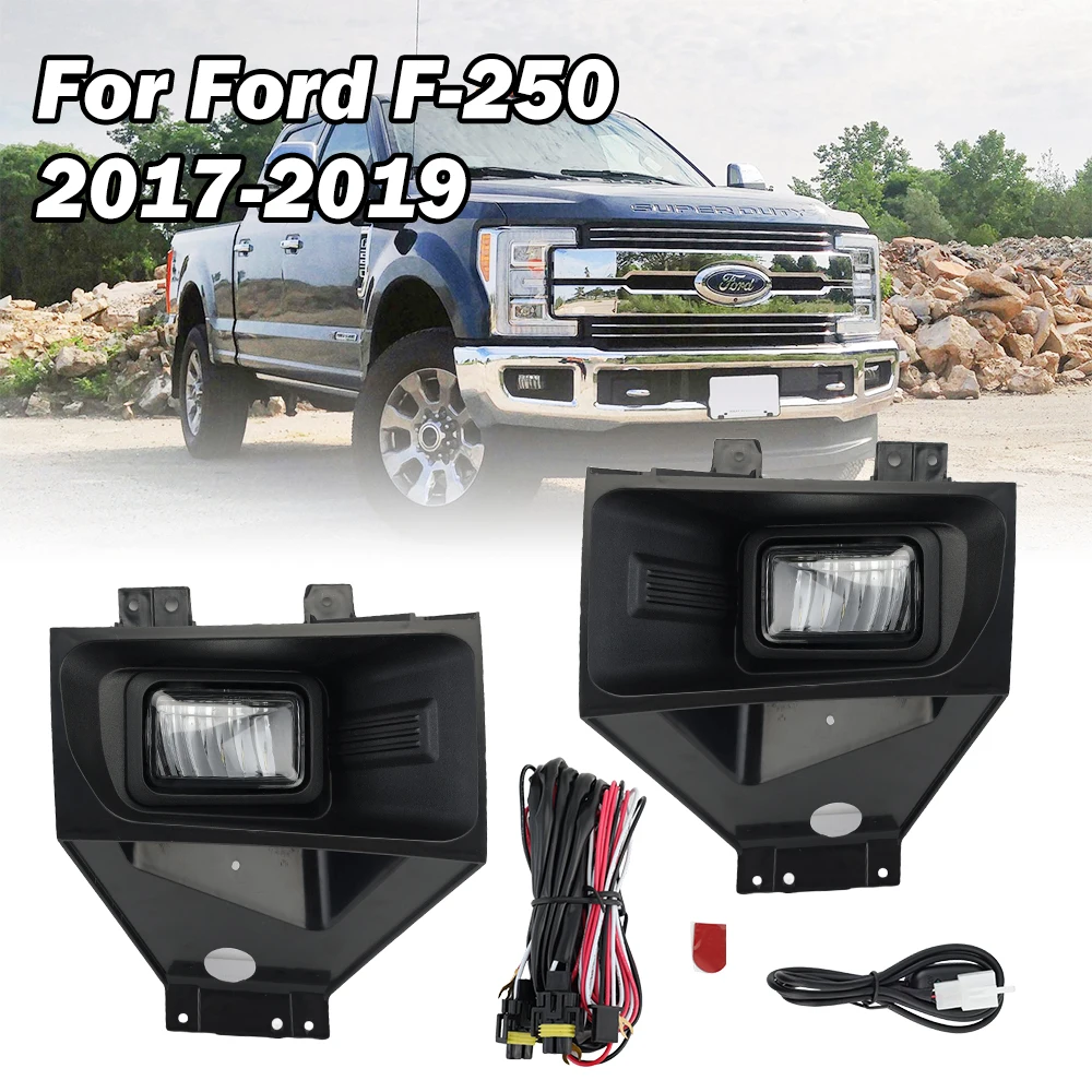 for Ford F250 F350 Super Duty 2017-2018 2019 Fog Lights headlights LED Driving Projector Fog Lamp cover frame car accessories