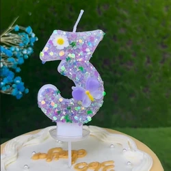 3D Number Candles Cake Decorating Glitter Pink Claw Theme Number Candles Cake Topper Birthday Party Cake Decoration