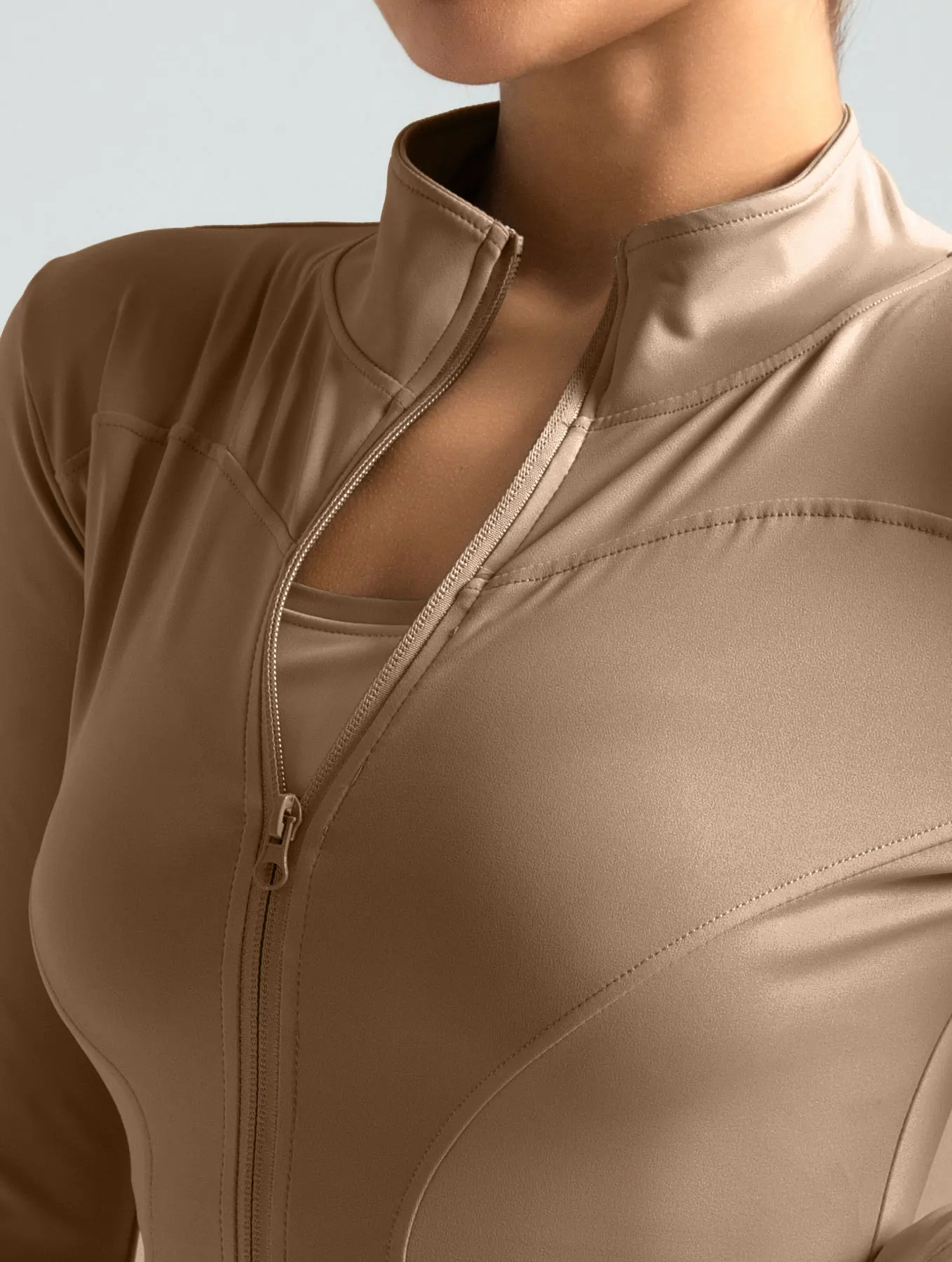 Women's Waist Slimming Training Tops  Tight Stand Collar Full Zipper long Sleeves Fitness Running Yoga shirts