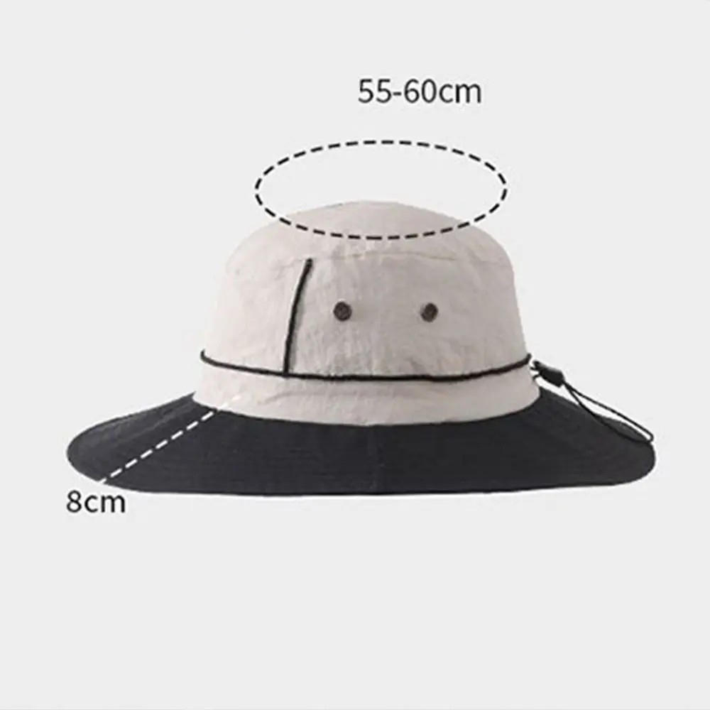 قبعة دلو كبيرة مضادة للأشعة فوق البنفسجية سريعة الجفاف للحماية من الشمس، قبعة صياد السمك قابلة للتنفس بحافة واسعة، قبعة بنما للمشي لمسافات طويلة