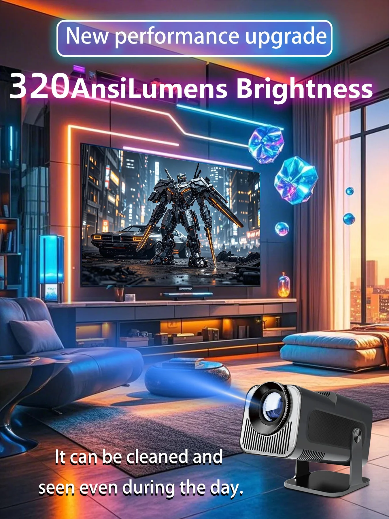Home Cinema Entertainment - HY320Mini Projector Android11 Wifi6 320ANSI Allwinner