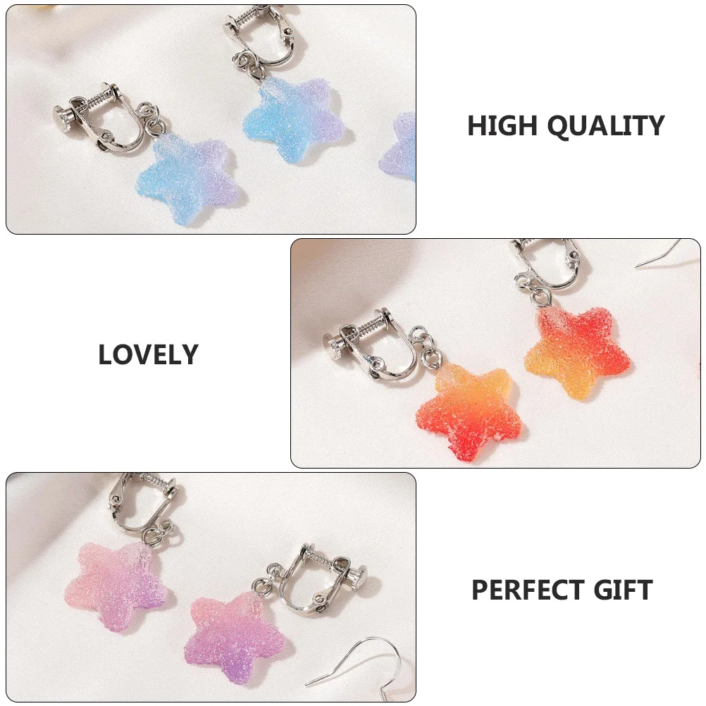 5 paia di orecchini a forma di stella creativi, ciondolo delicato per donne e ragazze, adorabili decorazioni per l'orecchio, feste di compleanno, festival, regalo, moda durevole