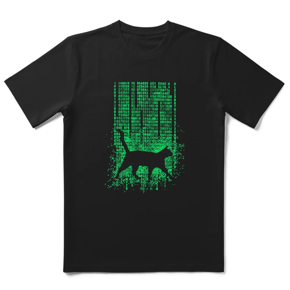 2026 Trend Unisex Schrödinger-Katze Matrix Digital Code T-Shirt Cyberpunk Geek Science Grafik Kurzarm-T-Shirt – Detail 7