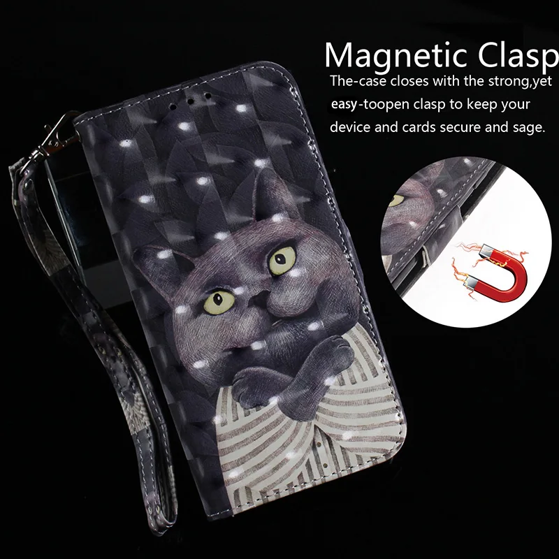 Painted Flip Leather Magnetic Case For Samsung Galaxy A21S a20s a21 11 80 90 A9 A7 A8 a6 Plus A5 A3 2017 2018 Phone Cover