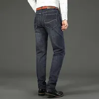 Wthinlee, nuevos pantalones vaqueros de negocios para hombres, pantalones vaqueros informales rectos elásticos a la moda, pantalones vaqueros clásicos azules y negros para trabajo, ropa de marca masculina