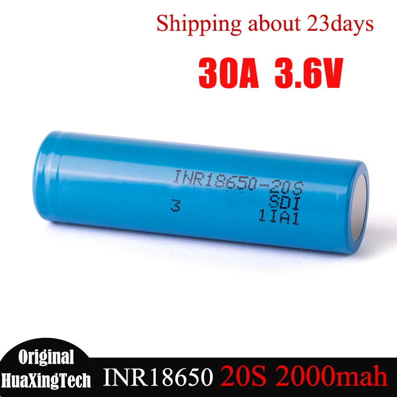 

Original 20S INR 18650 2000mah Battery 3.6V 30A Discharge Rechargeable Lithium Batteries 18650 Li-ion Cell VS EVE 20P For Tool