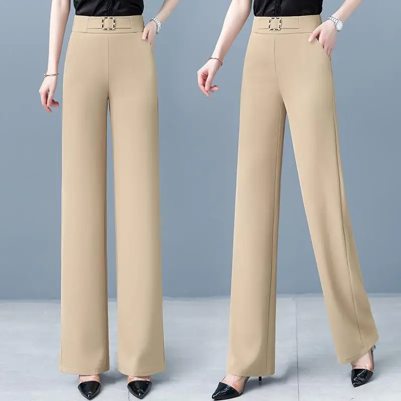 Slim Wide Leg Pants Women's High Waist Loose Fitting Straight Cut Trousers Versatile Casual Pants Summer New Style