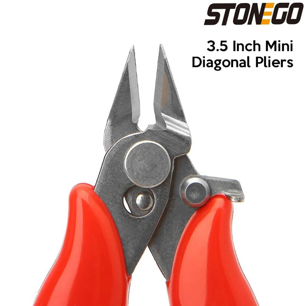 STONEGO 3.5 Inch Micro Cutter with Lock Jewelry Small Snips Soft Wire Cutter Mini Flush Cutting Pliers Diagonal Cutting Pliers