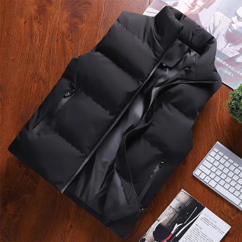 Men's Fce Lined Warm Vest Winter Thiened Stand Collar Jaet Coat Lightweight Durable for Casual Ocns And plus Sizes