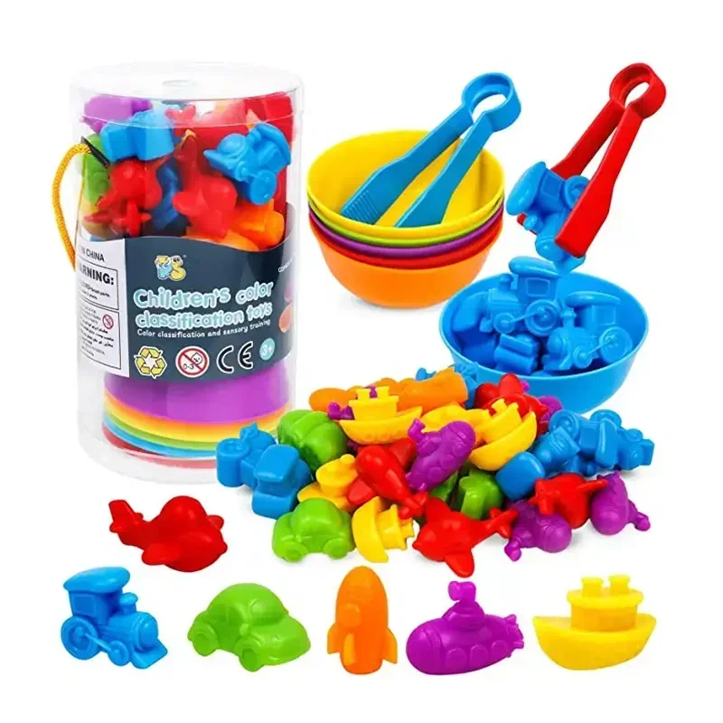 Rainbow Counting Animal Traffic Car Early Education Toy Animal Cognition Montessori Math Teaching Assisted Kindergarten Games