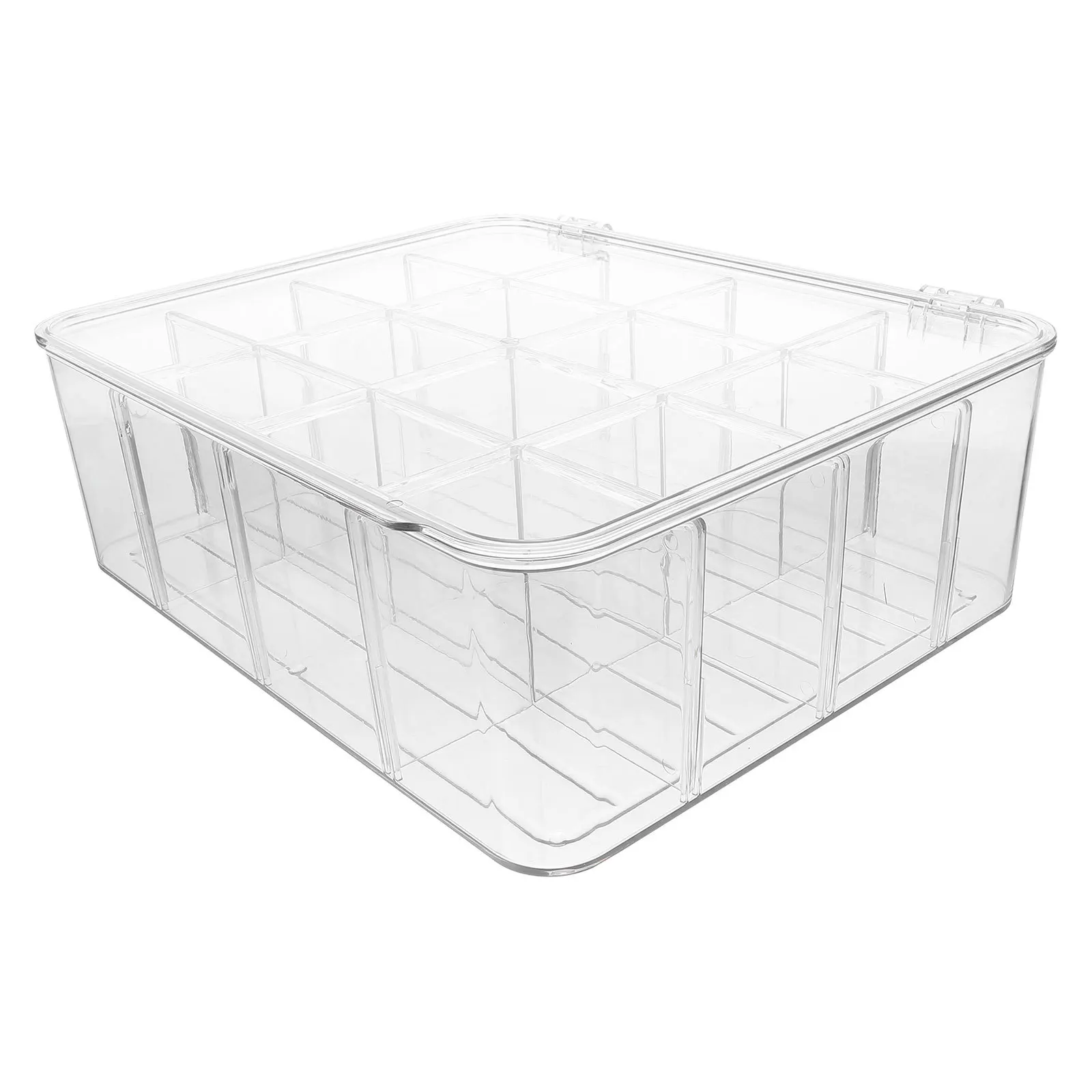 

Large 16-Grid Tea Bag Organizer Plastic Storage Box Clear Lid for Cabinet Countertop Tea Pack Sachet Container Office Home