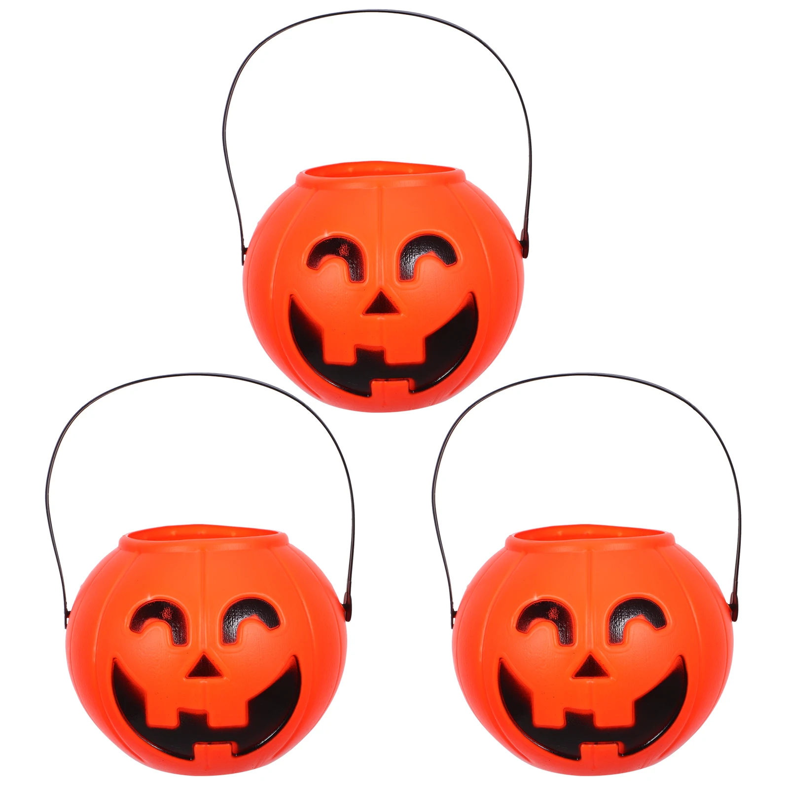 

3 Pcs Pumpkin Bucket Candy Decor Wreath Halloween for Sweets Plastic Buckets Child
