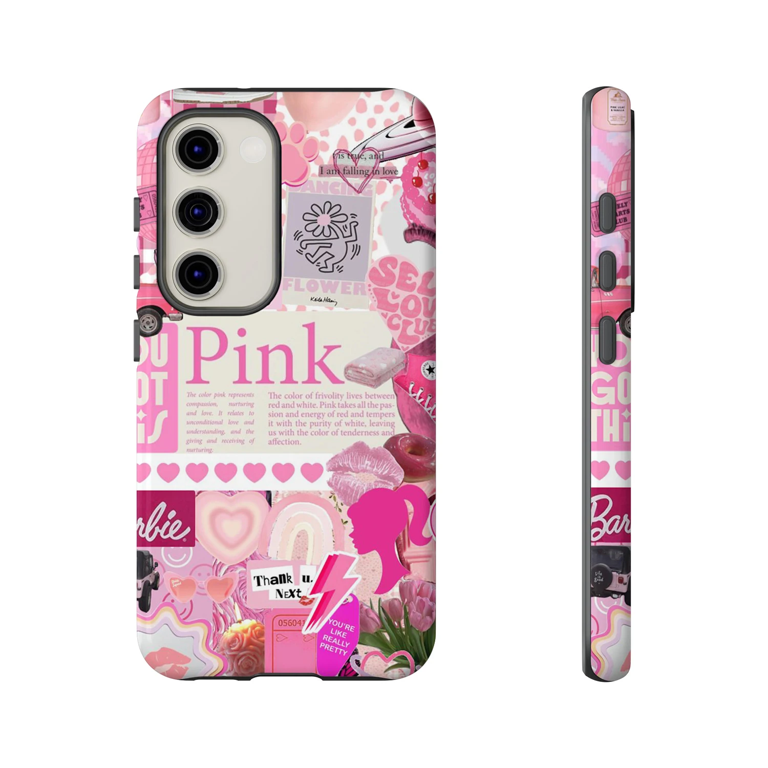 Casing Ponsel Kolase Merah Muda Feminin untuk Samsung Galaxy S5 Ultra S4 Plus S23 S22 S21 A13 A14 A15 A16 A23 A25 A32 A35 A52 A53 A54 A55 A71