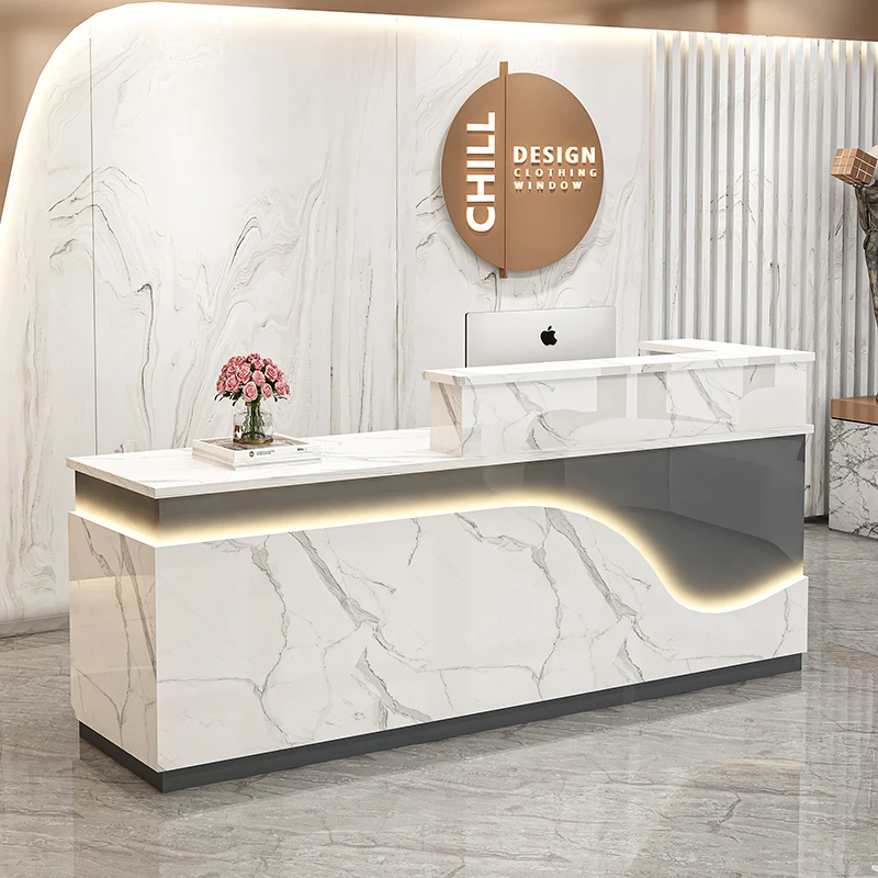 Modern Simple MDF Reception Desk For Office Building For Hairdressing Beauty Salons Clothing Stores Catering Shops