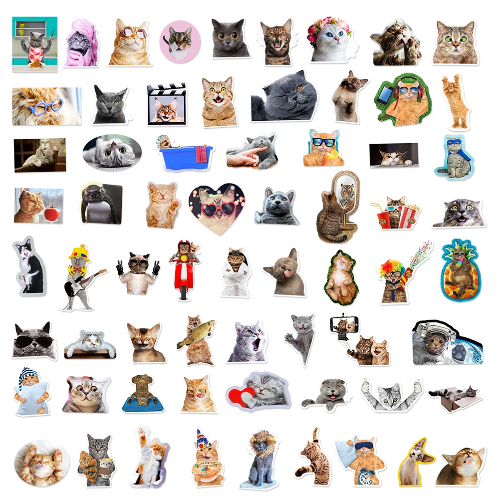 10/30/65pcs Kawaii Cartoon Cat Stickers For Kids DIY Waterproof Notebook Fridge Suitcase Motorcycle Bike Funny Cute Decals Toys