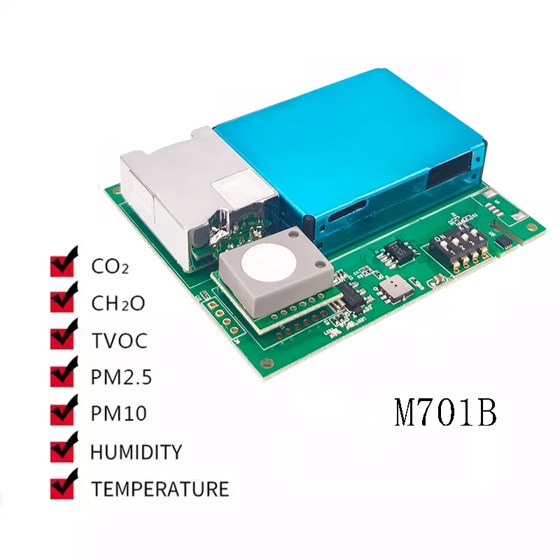 Módulo de Sensor de calidad del aire, 7 en 1, Co2, PM2.5, Sensor de polvo de partículas con temperatura, humedad, Tvoc, Hcho, M701B