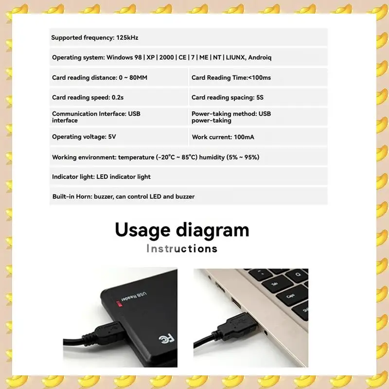 

A45U USB RFID Reader 125Khz EM4100 ID Contactless Sensitivity Smart Card Reader TK4100 Support Window System Linux
