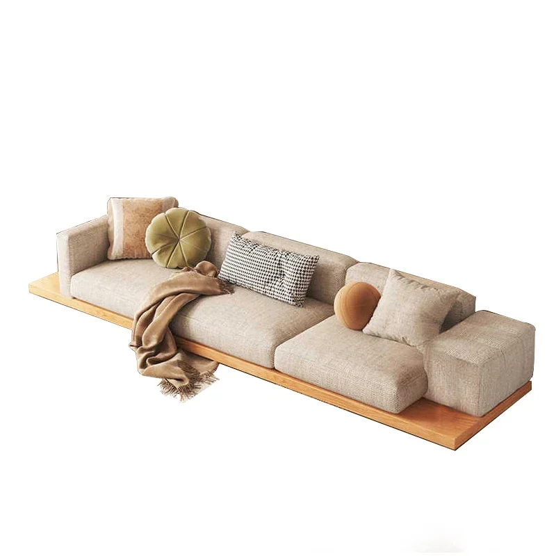 Japanese Style Sofa Living Room Modern Simple Design Hotel Latex Corner Cotton Linen Art Sofa Log Style