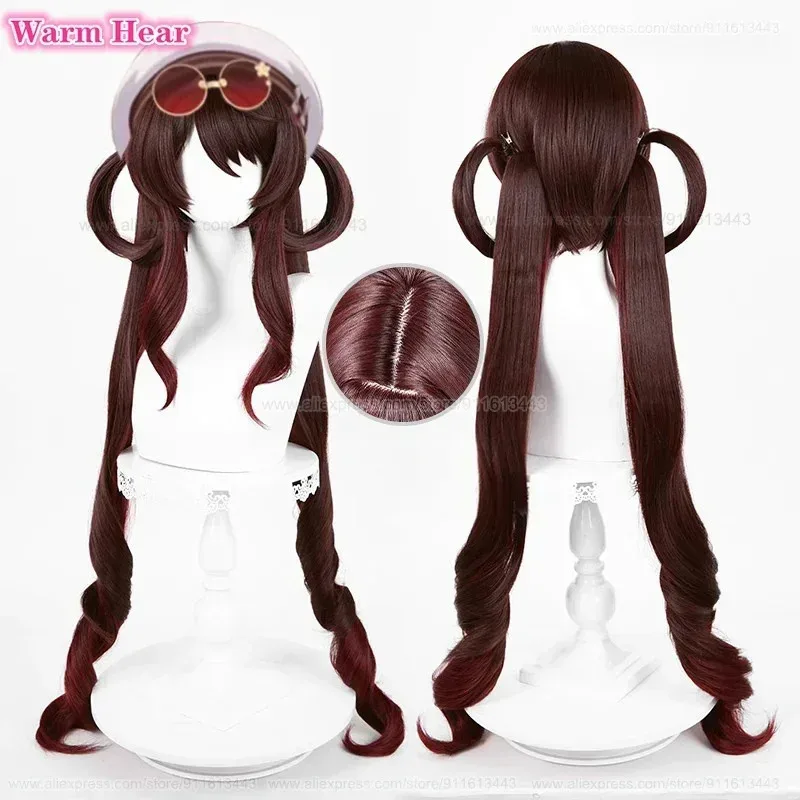 

2 стиля Hu Tao Синтетическая игра Длинные 85 см/110 см Коричневый Градиент Косплей Аниме Термостойкие Волосы Парики Для Вечеринки + Кепка Для Парика