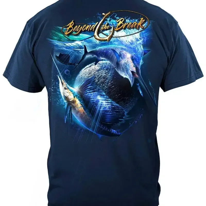 Sail Fish Baller Off Shore Fishing 100 Cotton Navy T Shirt