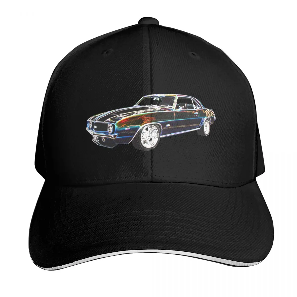 69 Muscle Car Baseball Cap Cotton Twill Breathable Contrast Two Tone Brim Snapback Flat Bill