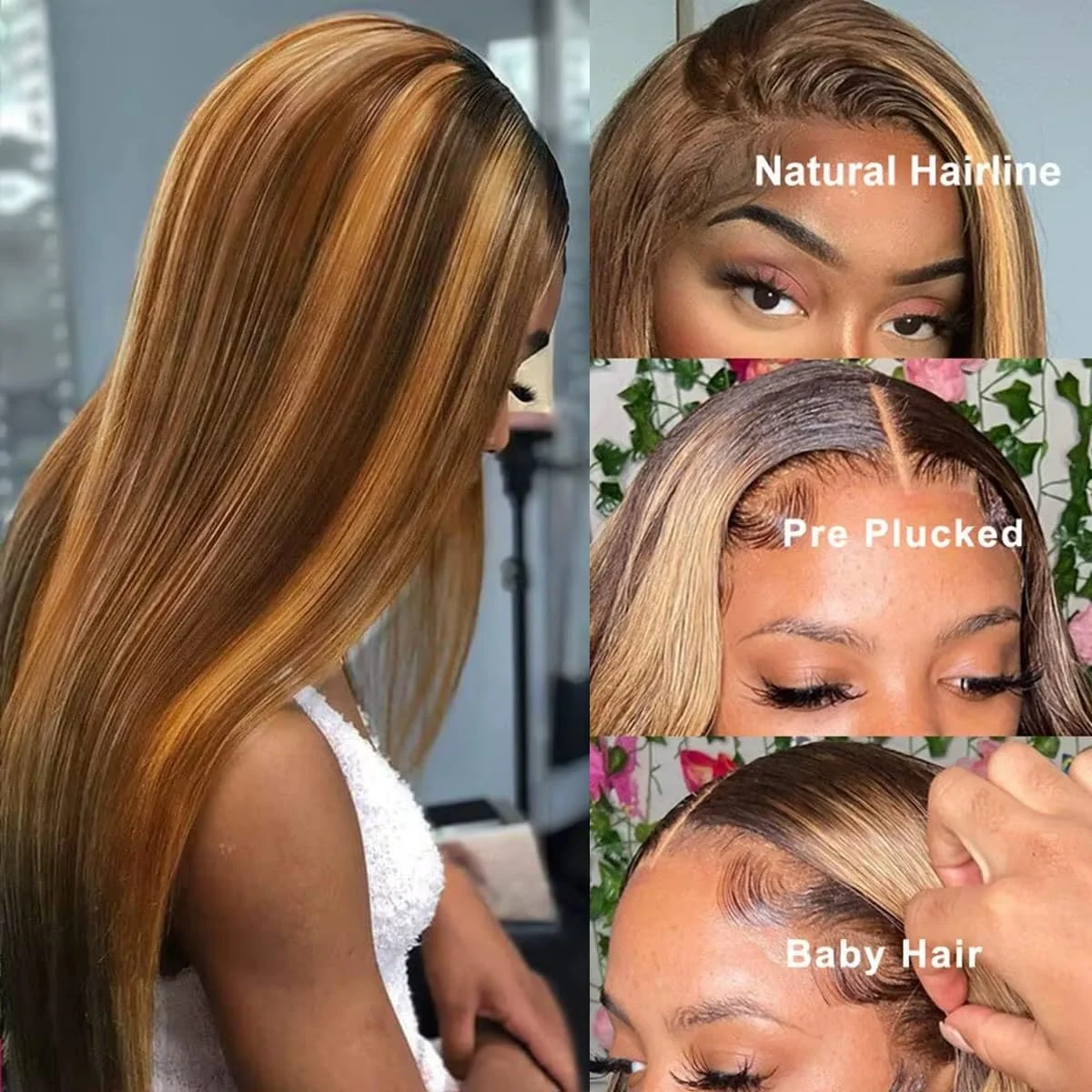 Highlight Wig Human Hair 13X6 Hd Lace Frontal Wig 427 Straight Human Hair Wigs 30 38 Inch Pre Plucked Brazilian Wigs 250 Density image 3
