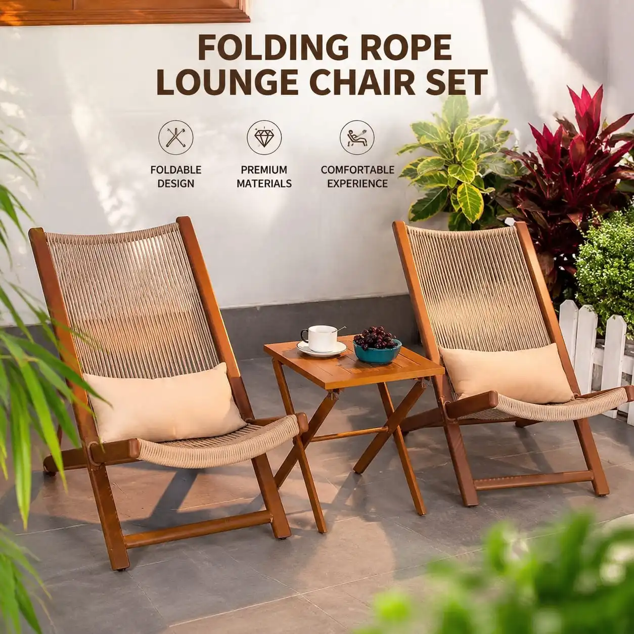 Waterproof Rattan Outdoor Lounge Chair for Garden, Balcony, Patio & Camping