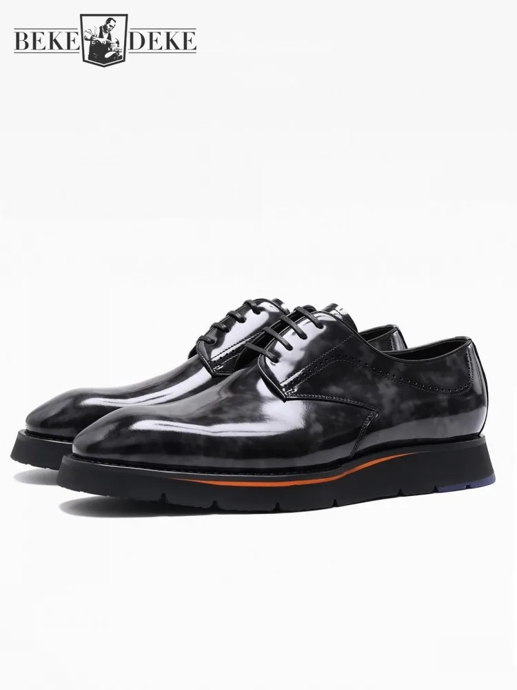 Italian Genuine Leather Dress Shoes Handmade Designer Office Men Derby Shoes Fashion Business Casual Men Formal Wedding Shoes