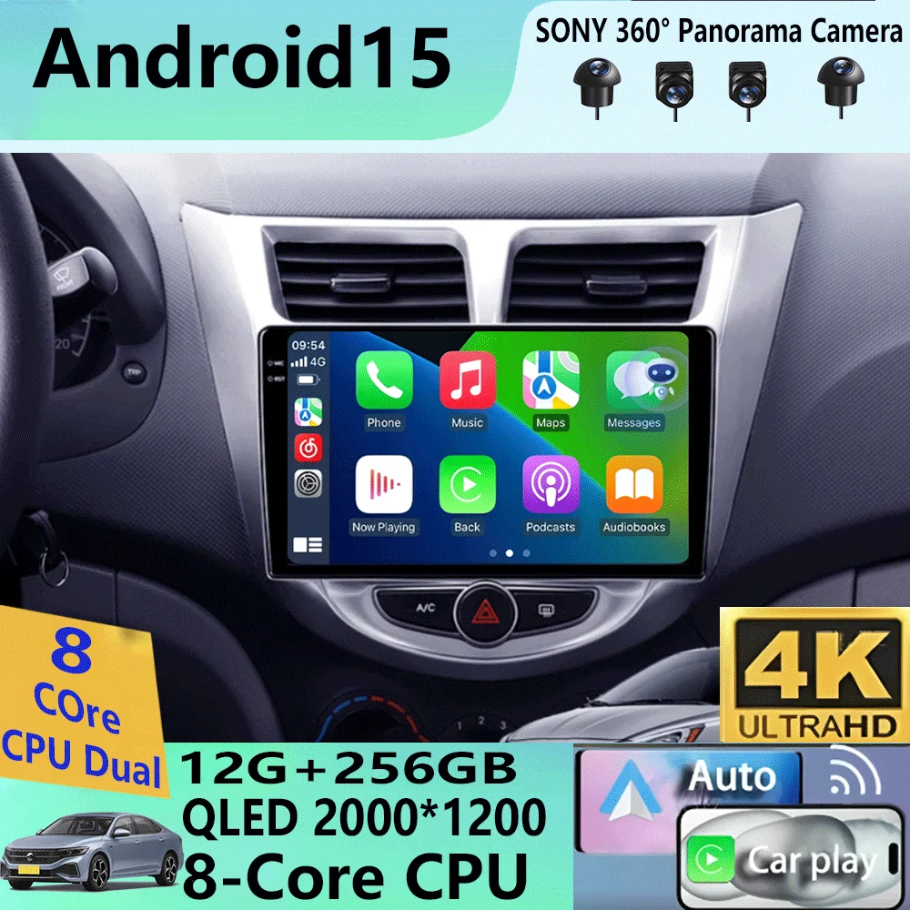 

Android 15 Car Radio for Hyundai Solaris Verna Accent 1 2010 - 2016 Multimedia Video Player 2 Din DVD Head Unit Carplay GPS FM