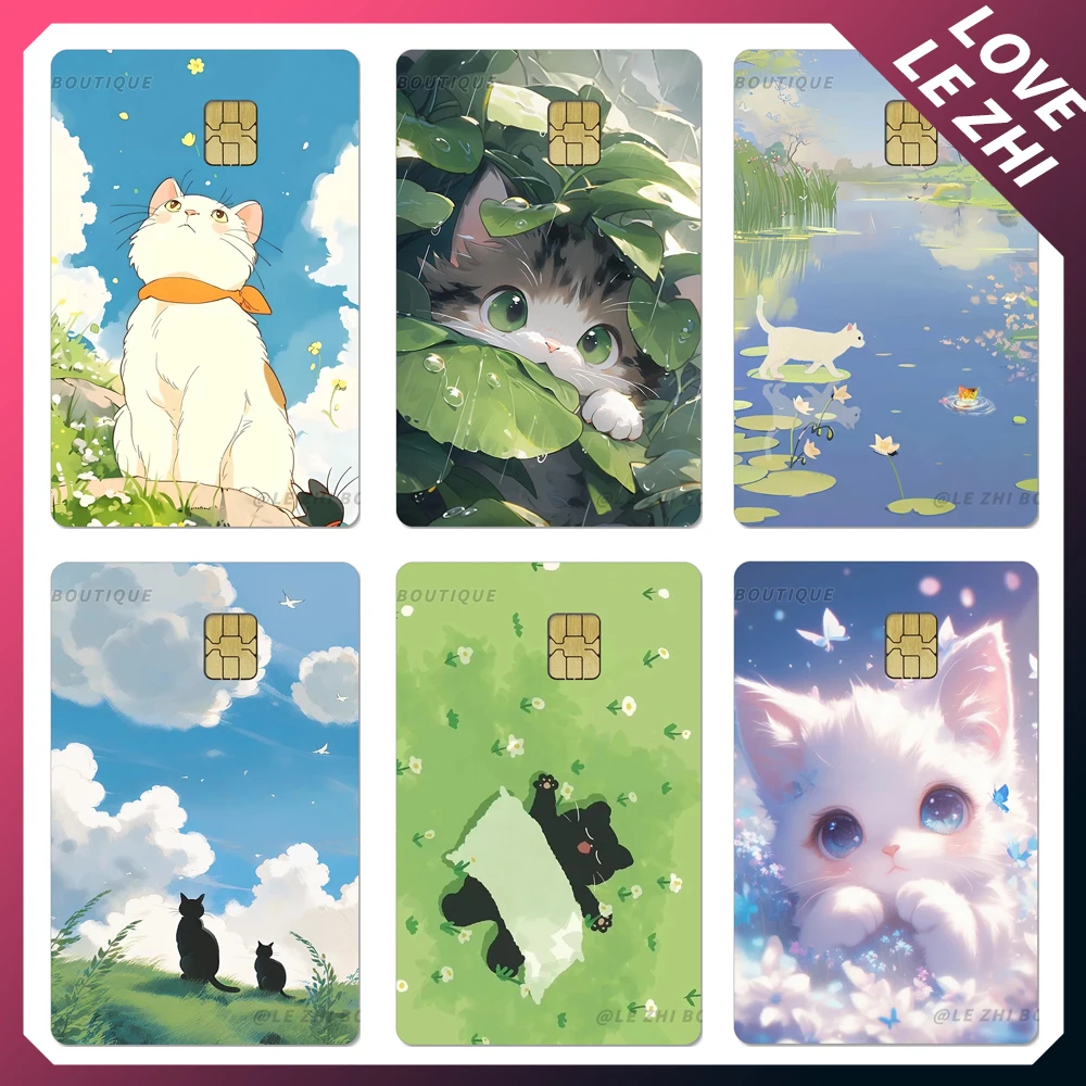 

1Pcs Kawaii Animal Credit Card Pvc Waterproof Protective Film Sticker Cute Cat Bank Card Transportation Card Sticker Girl Gifts