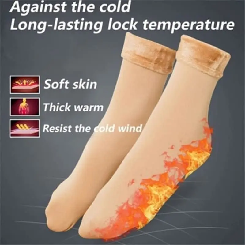 

Thick Winter Warm Fleece-Lined Mid-Calf Socks - Cold Weather Thermal,Soft Plush Comfort,Durable Polyester Blend,Outdoor Sports