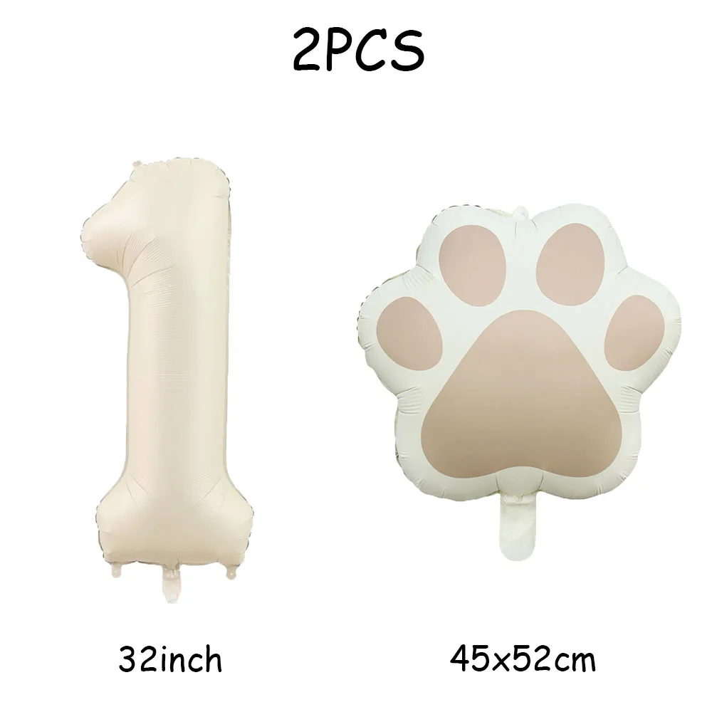 2 Pieces/Set Let us Pawty Big Dog Paws Aluminum Balloons 32 Inch Figure 1 2 3 4 Year Old Birthday Party Decoration Balloon Baby