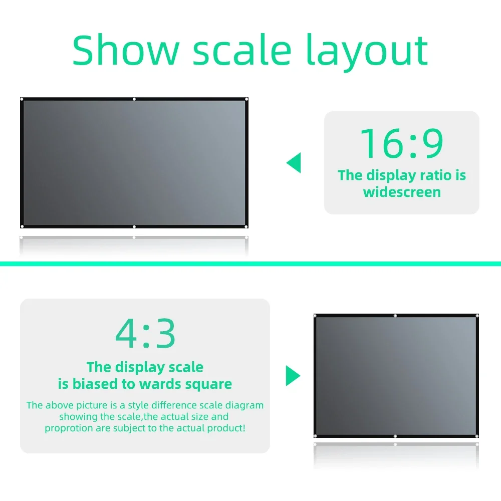 Salange Projector Screen 16:9 Metal Anti Light Curtain Reflective Fabric Cloth For YG300 XGIMI H3 HALO Mogo Xiaomi DLP Projector - view 3