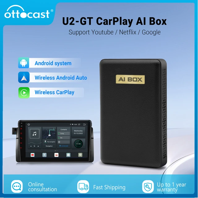 OTTOCAST U2 GT Wireless Android Auto CarPlay Ai Box for Spotify Netflix TV  Android Smart Box for VW Toyota Hyundai Ford Volvo