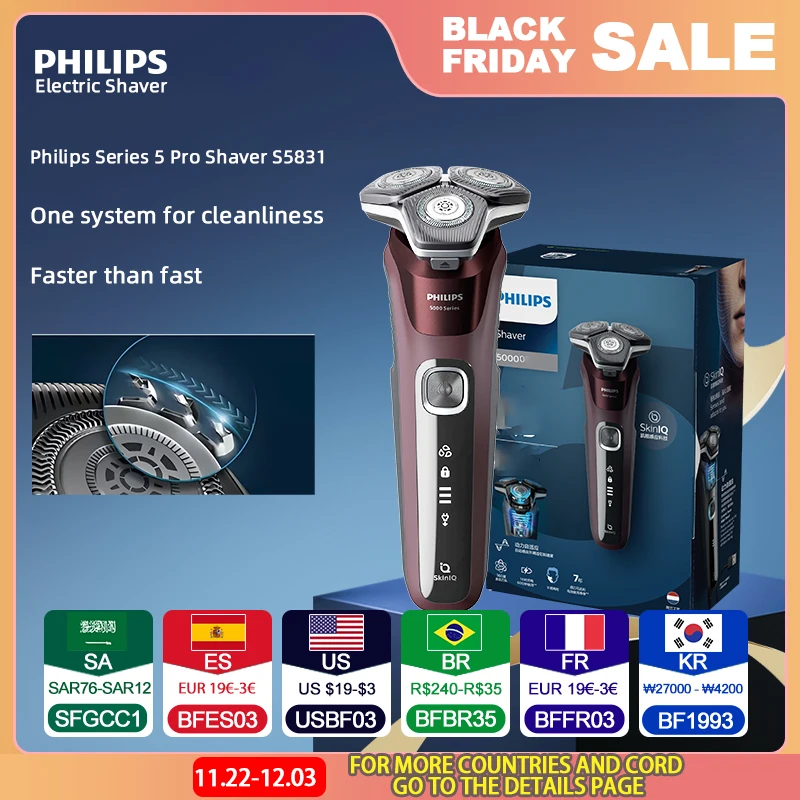 PHILIPS S5831/5588 nueva serie 5 Afeitadora eléctrica de panal interfaz USB tendencia inteligente para hombres recomendado afeitadora S5000 más vendida