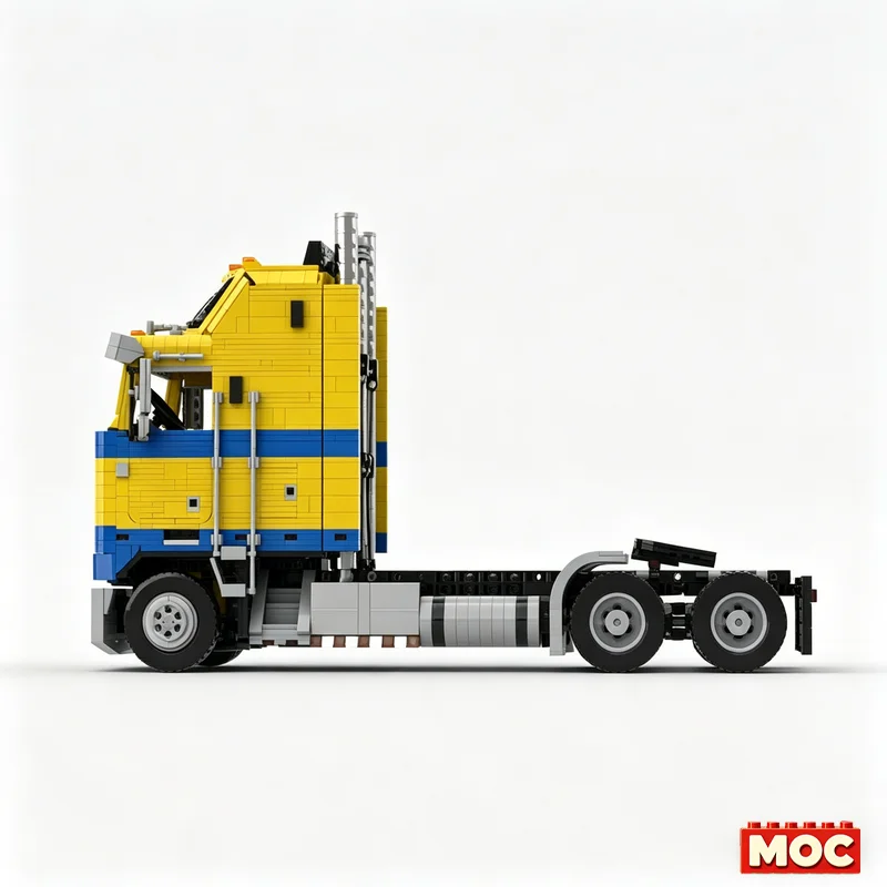 2846Pcs Yellow Blue Customize K100 6X4 Semi Truck Tractor Custom Building Blocks Large Scale Model Educational Assembly Toy Gift view 2