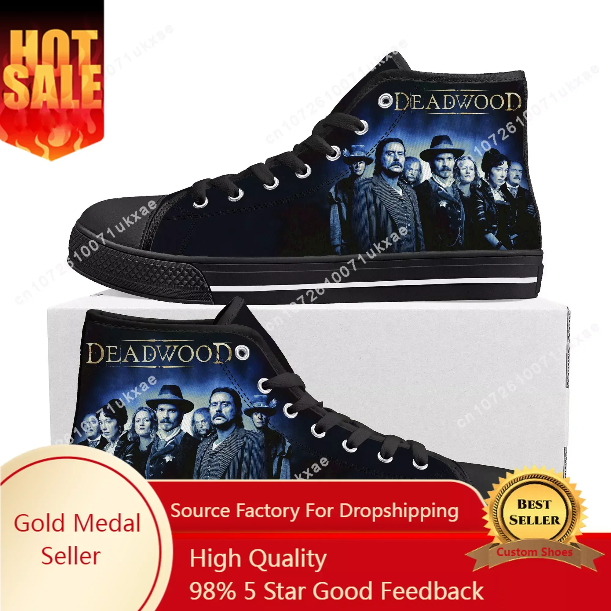 

Deadwood High Top Sneakers Mens Womens Teenager Timothy Olyphant Ian McShane Canvas Sneaker couple Shoe Casual Custom Made Shoes