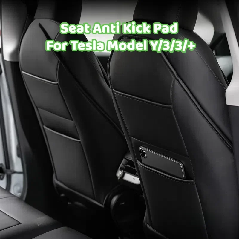 Seat Kick Pad Leather for New Tesla Model Y/3/3+ 2024 Back Anti Kick Protectors Cover Mats Seatback Pad Interior Car Accessories