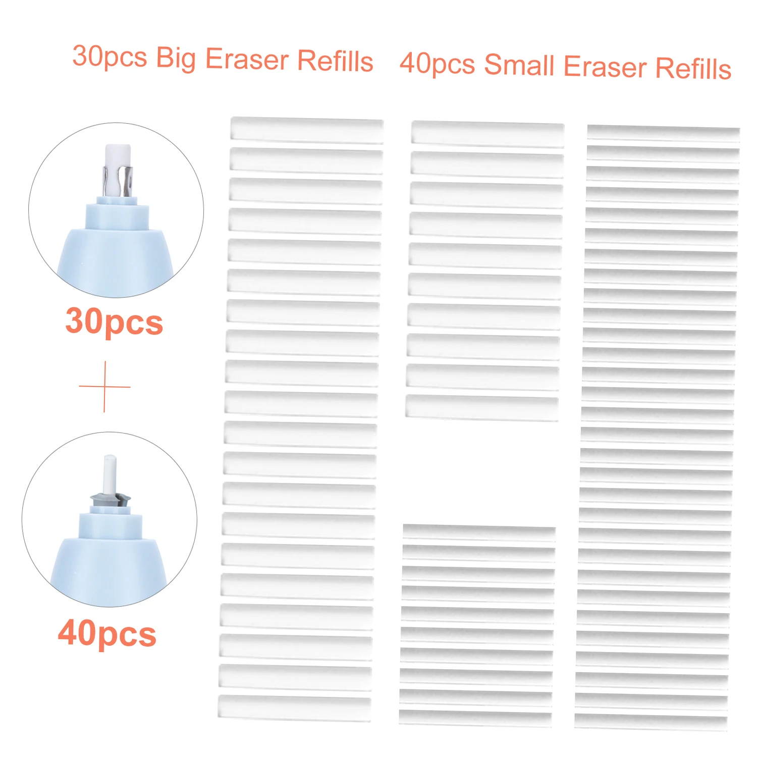 عبوات ممحاة كهربائية محمولة من Tenwin بقطر 50 قطعة. عبوات ممحاة كبيرة مقاس 5 مم، لوازم قرطاسية مطاطية قابلة للاستبدال للمدرسة